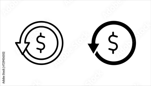 Cashback line icon set, return money, Send or receive money sign. vector illustration on white background