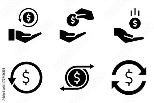 Cashback line icon set, return money, Send or receive money sign. vector illustration on white background photo