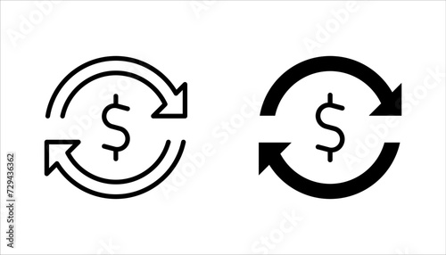 Cashback line icon set, return money, Send or receive money sign. vector illustration on white background