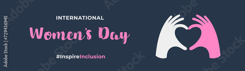 International Women's Day 2024. Inspire Inclusion feminism holiday: campaign #InspireInclusion, banner, IWD, 8 March, Women's History Month.
