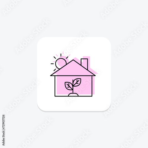 Greenhouse icon, green, house, horticulture, cultivation color shadow thinline icon, editable vector icon, pixel perfect, illustrator ai file