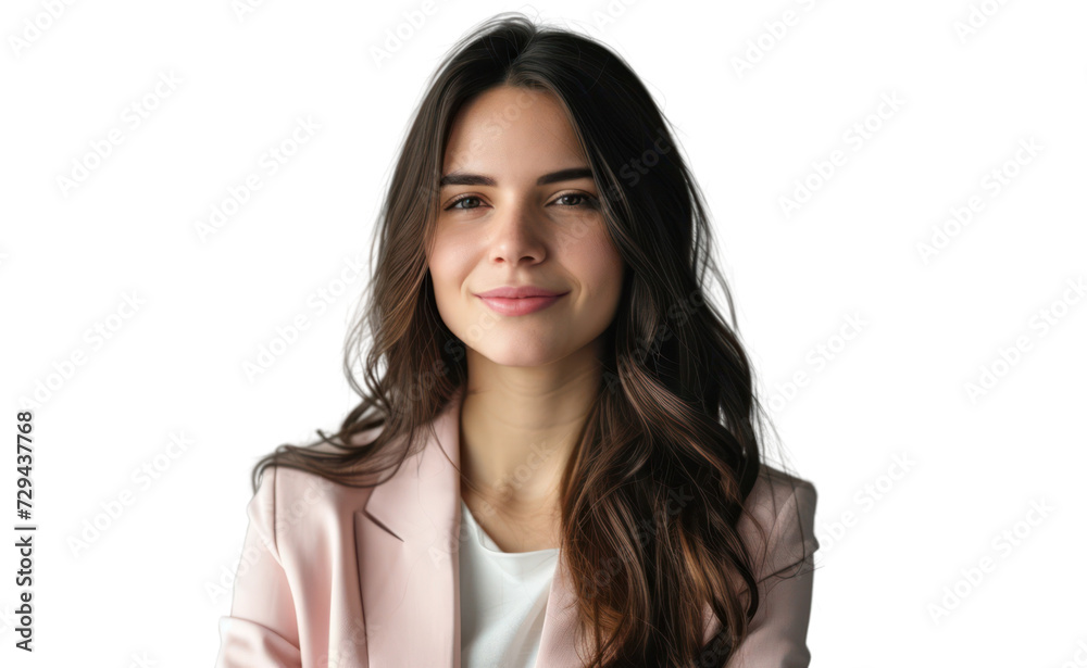 Portrait of businesswoman with long brunette hair on a transparent background Portrait of businesswoman with long brunette hair on a transparent background