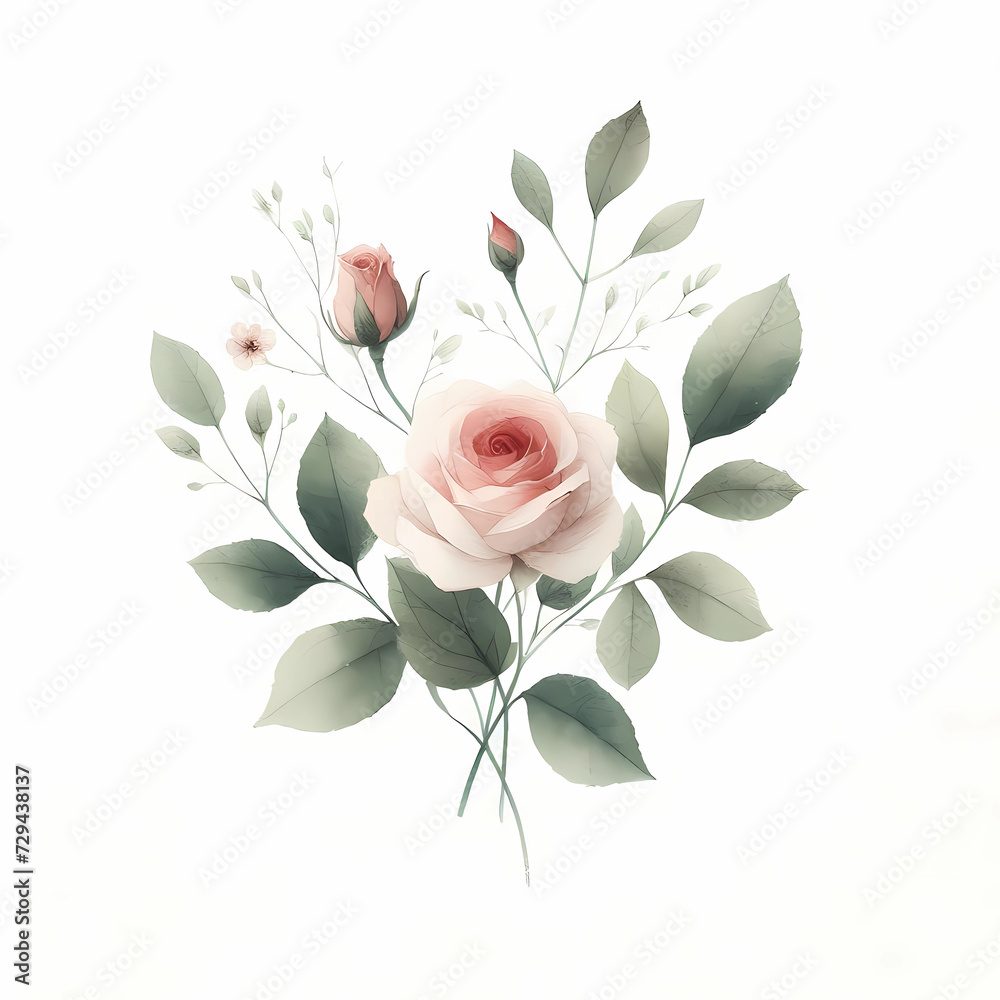 Obraz premium watercolor rose bouquet clipart