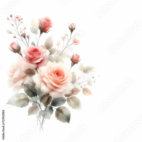 watercolor rose bouquet clipart © XIAOBING