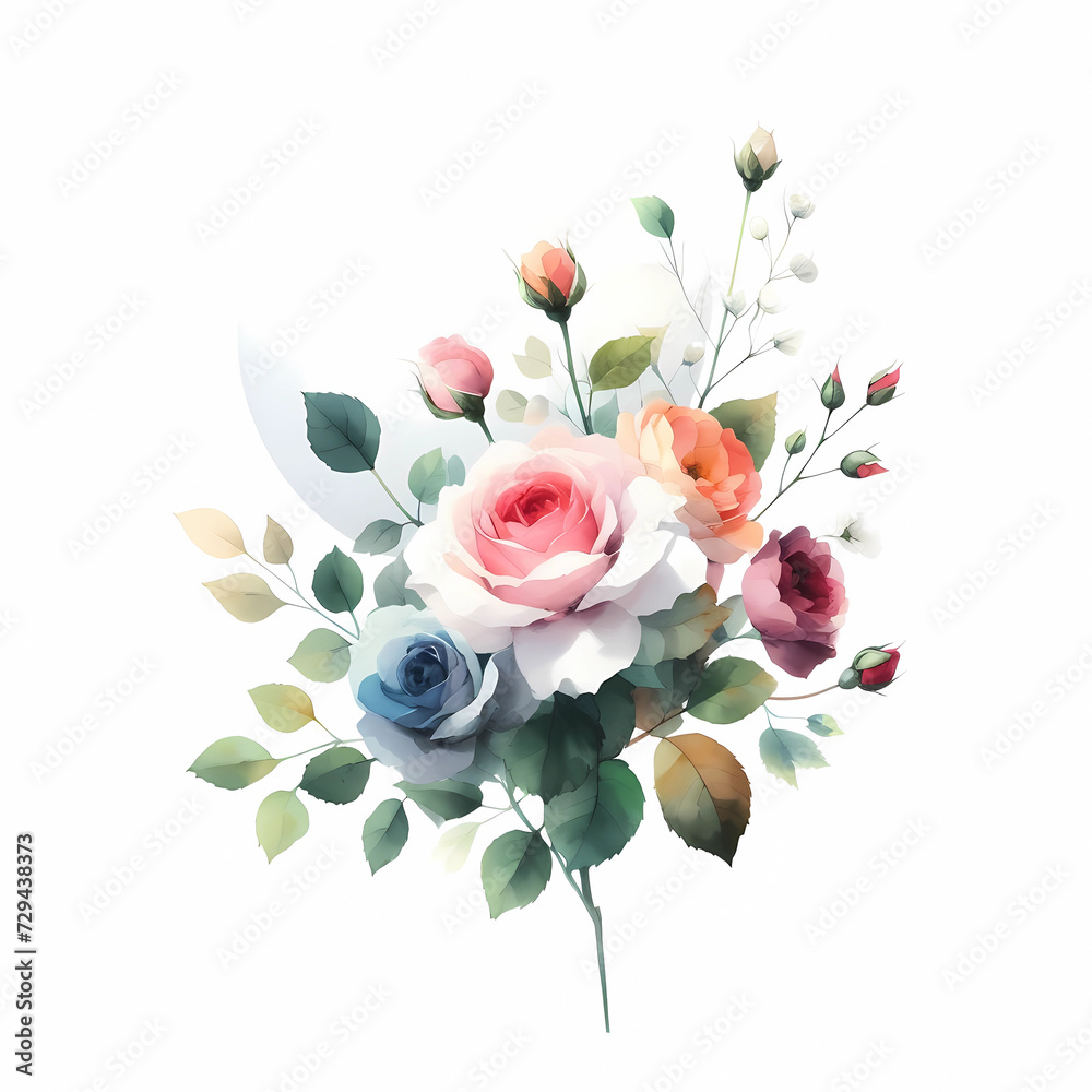 Obraz premium watercolor rose bouquet clipart