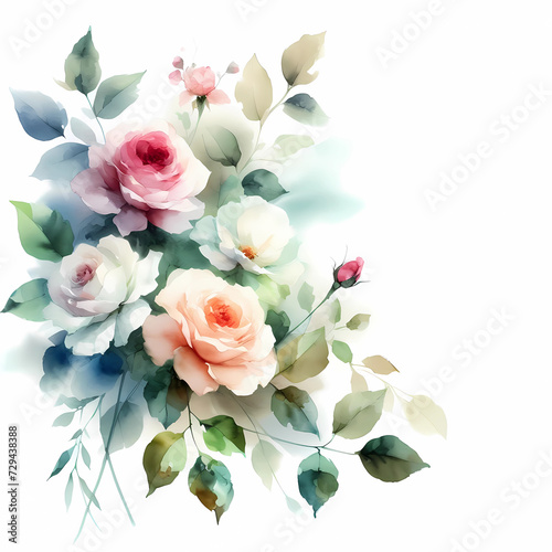 watercolor rose bouquet clipart © XIAOBING