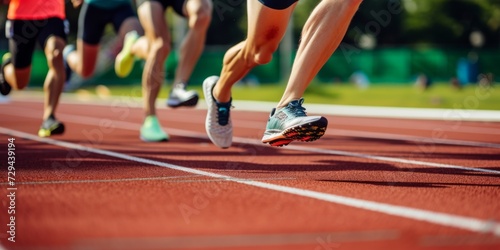 Close-Up Shots Of Athletes Sprinting On A Track, Emphasizing Their Footwear. Сoncept Macro Photography, Track And Field, Athletic Shoes, Action Shots, Sports Photography
