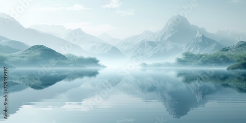 Captivating 3D Render Immortalizes Tranquil Asian Landscape Featuing Majestic Hills