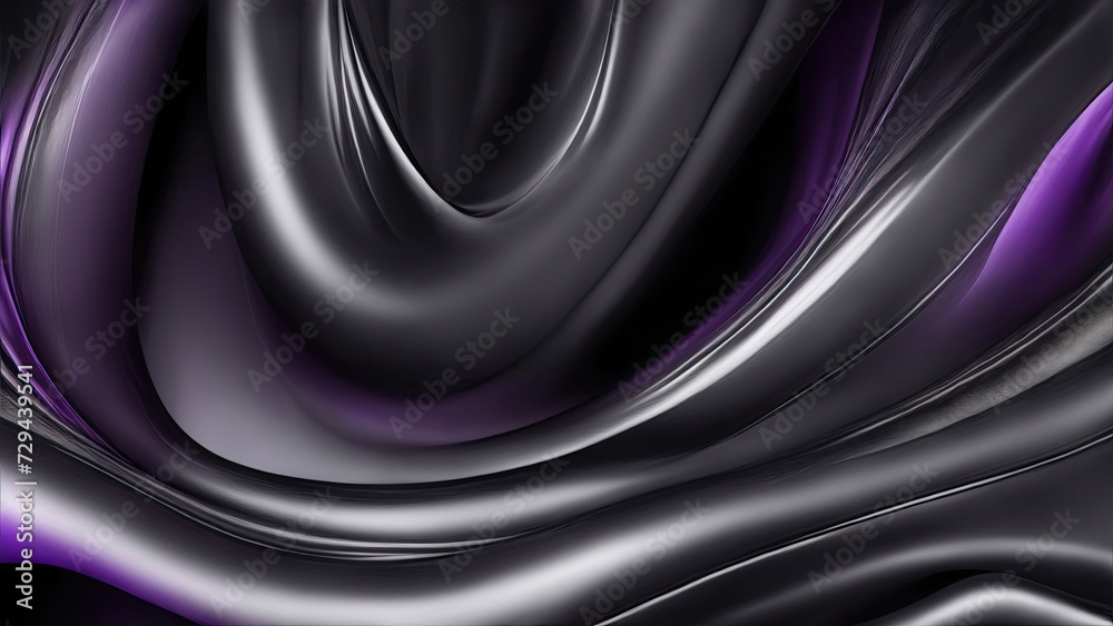 Fototapeta premium Black Soft pastel shiny satin silk swirl wave background