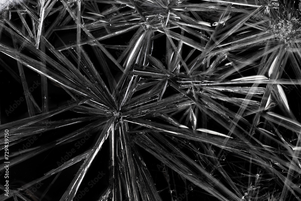 Freezing Of Ice Crystals On A Black Background Freezing Of Ice Crystals On A Black Background