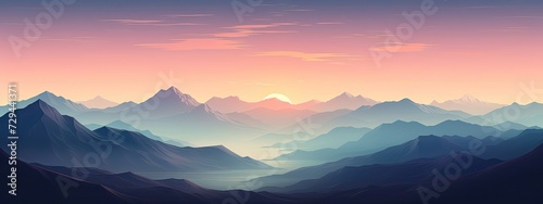 mountains in the digital art minimalism wallpapers © paisorn