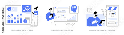 Artificial Intelligence in Sales abstract concept vector illustrations.