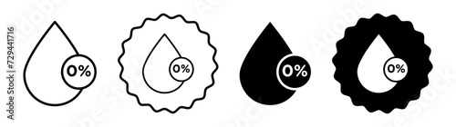 Alcohol free set in black and white color. Alcohol free simple flat icon vector