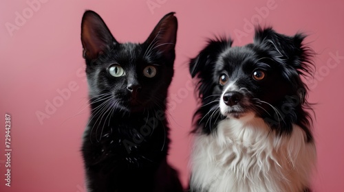 black and white cat and dog