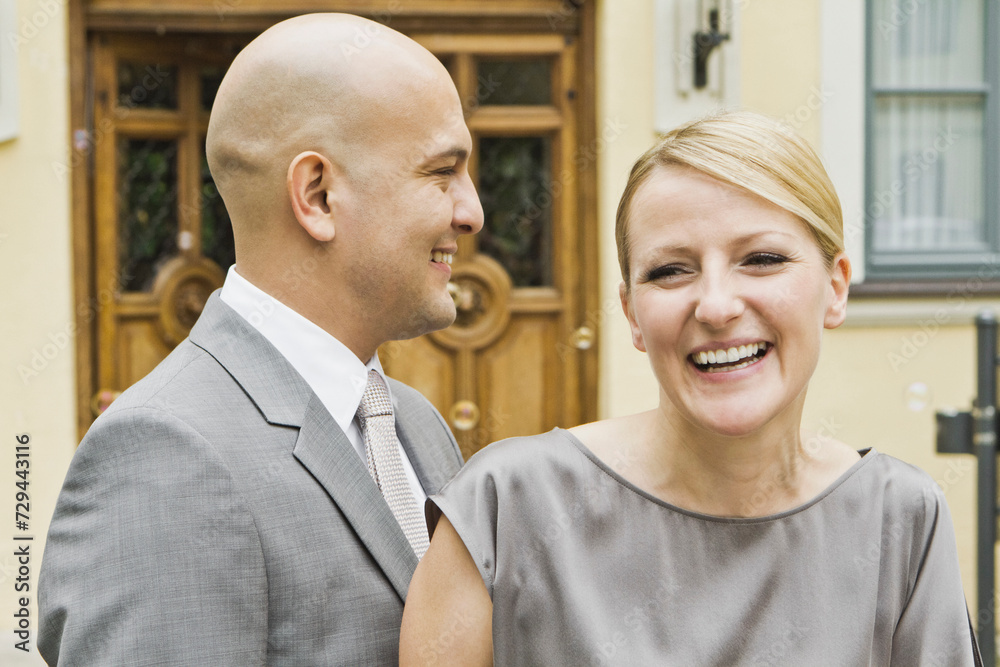 Young couple celebrating just after getting married. Young couple celebrating just after getting married.