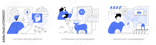 AI in modern farming abstract concept vector illustrations.
