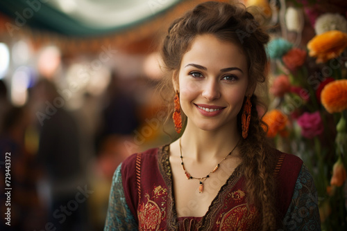 Wallpaper Mural Generative AI picture summer festival with crowds of people colorful decorations Generative AI Torontodigital.ca