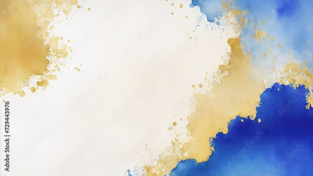 Obraz premium Modern gold and blue textured watercolor art background