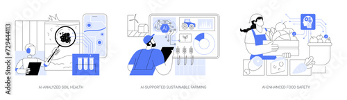AI Technology in Agriculture abstract concept vector illustrations.