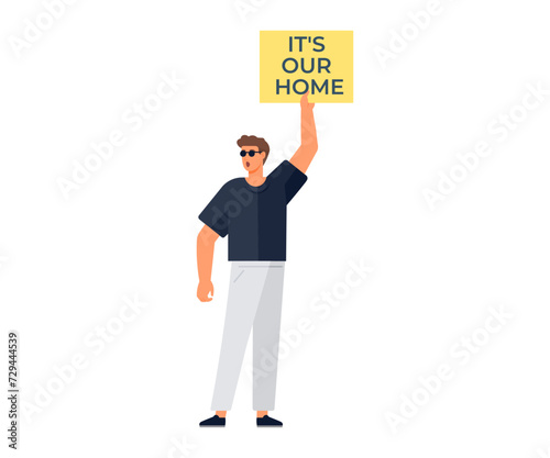 Eco activism vector illustration. Eco activists are architects global conservation, building bridges to sustainable future The eco activism concept is key unlocking doors to world free from chains