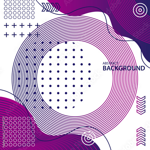 Vibrant blue and purple gradient background with Memphis element