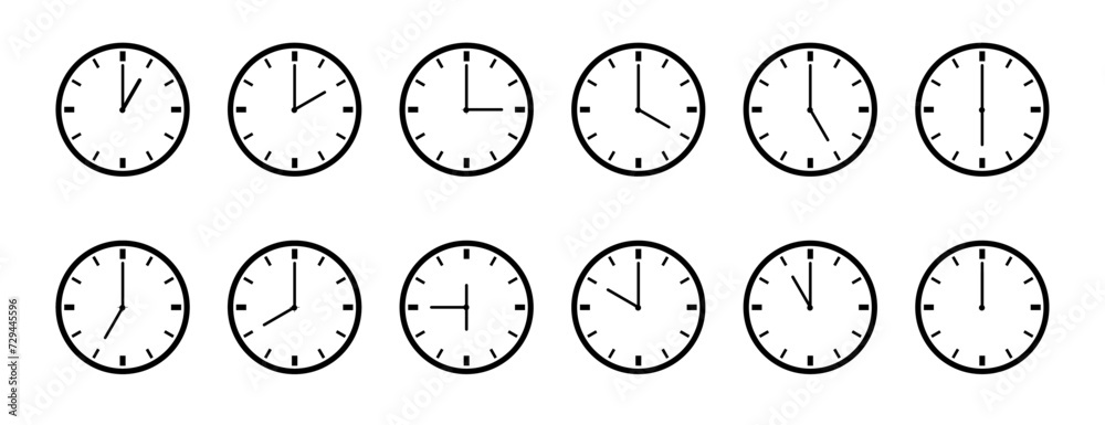 Set of watches with different times. Clock template isolated PNG. Set of watches with different times. Clock template isolated PNG.