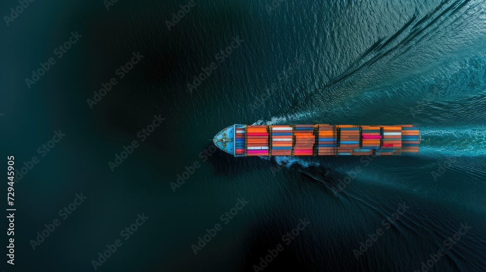 Cargo ship transporting containers across the sea. Cargo ship transporting containers across the sea.