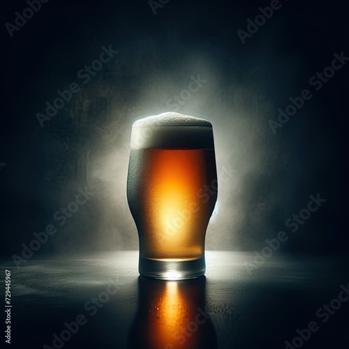 Refreshing Realism: A Cold Beer Glass in Vivid Detail"