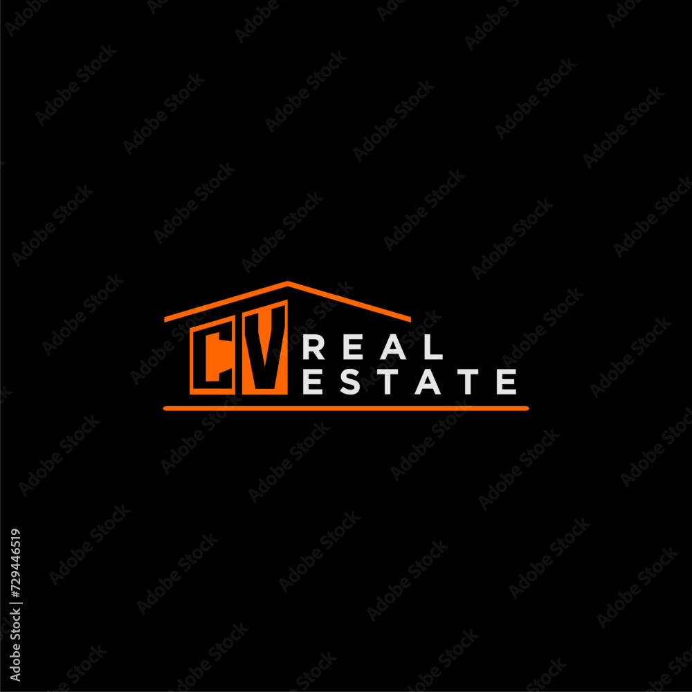 CV letter roof shape logo for real estate with house icon design CV letter roof shape logo for real estate with house icon design