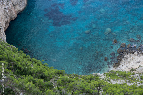 Wild cliffs of the western Zakynthos. Viewpoint of Cliffs of Kambi in Zakinthos Greece Island. Beautiful cliff coast on greek island.