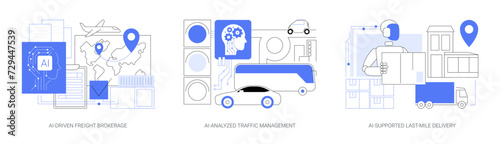 AI Technology in Logistics abstract concept vector illustrations.