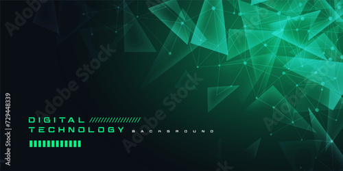 Technology digital futuristic internet network connection black green background, dark abstract cyber information communication, Ai big data science, innovation future tech line illustration vector 3d photo