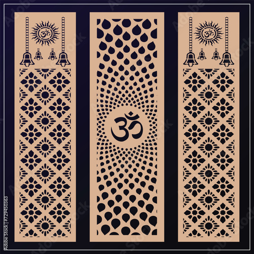 Om Jali design used for temples, Mandir. Om acrylic jali, corian jali and mdf jali.