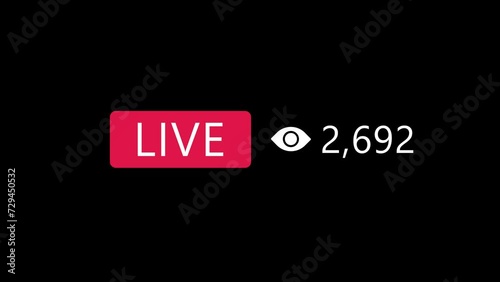 social media live stream viewer counter. number growing. online marketing background video. community grow animation