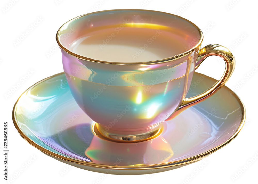 A cute, shiny teacup in a photographic style.