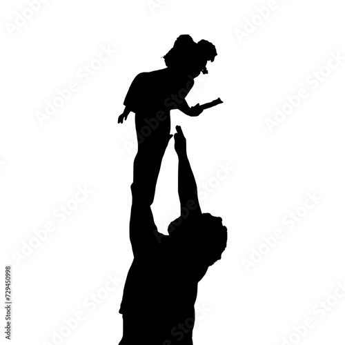 Father and daughter silhouette vector, suitable for various designs related to family, relationship, happiness, childhood, fathers day,  togetherness, parenthood, childhood memory or holiday themes.