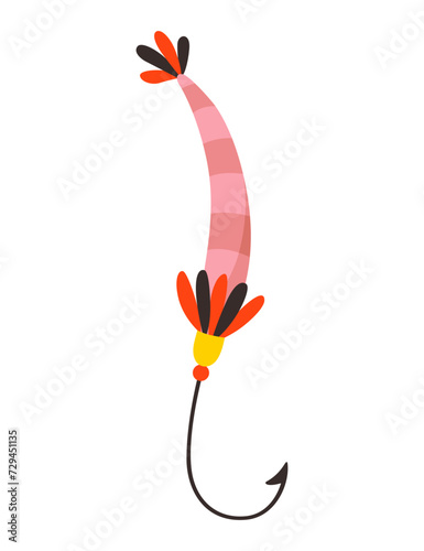 Fishing bait icon. Lure with hook isolated on white background. Abstract contemporary fishery lures and wobblers. Fisher accessory. Vector fisherman equipment