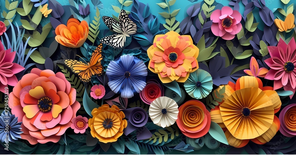 Vibrant hues dance across the canvas, as delicate petals and whimsical butterflies come to life in a stunning painting Vibrant hues dance across the canvas, as delicate petals and whimsical butterflies come to life in a stunning painting