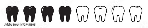 Tooth icon, vector icons set. Line with expanded stroke.