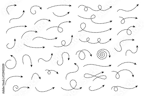 Curved dotted arrow. Zigzag arrow stripes design with dotted lines.