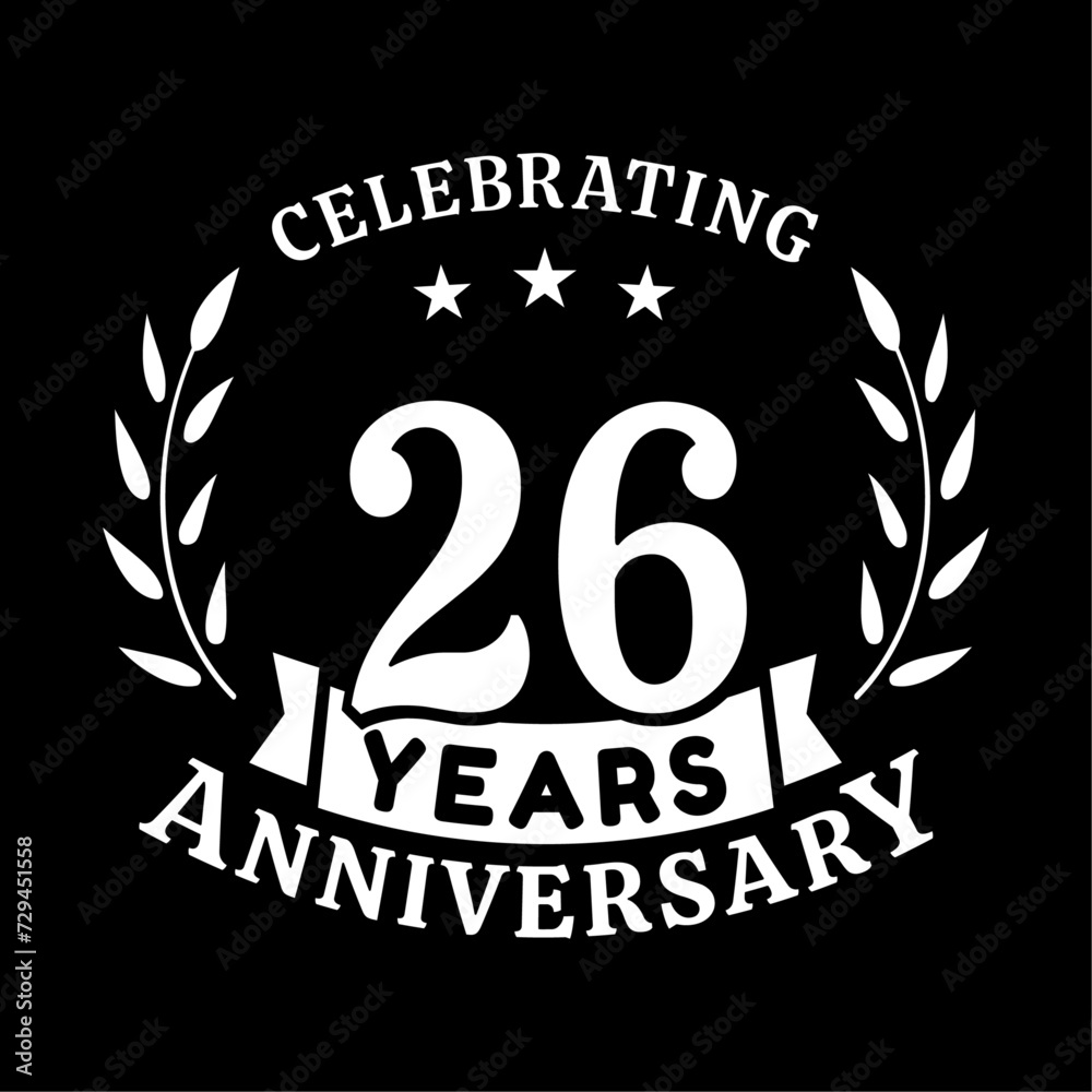 26th anniversary celebration design template. 26 years vector and illustration.
26th anniversary celebration design template. 26 years vector and illustration.