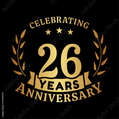26th anniversary celebration design template. 26 years vector and illustration.
