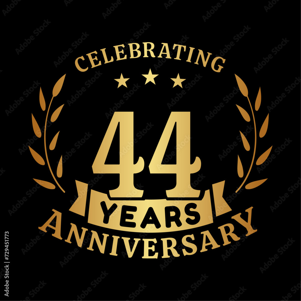 44th anniversary celebration design template. 44 years vector and illustration.
44th anniversary celebration design template. 44 years vector and illustration.