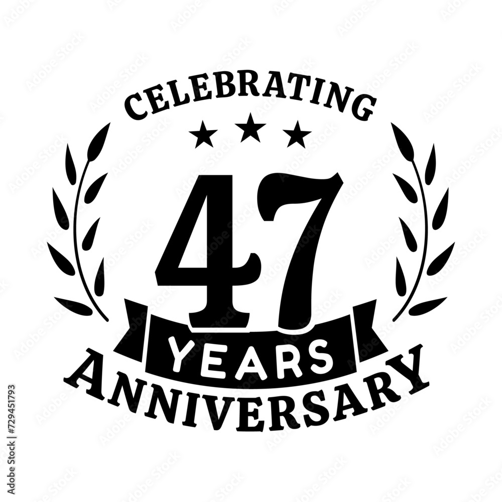 47th anniversary celebration design template. 47 years vector and illustration.
47th anniversary celebration design template. 47 years vector and illustration.