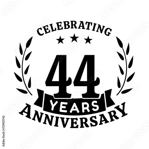 44th anniversary celebration design template. 44 years vector and illustration.
