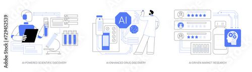 AI in Research and Development abstract concept vector illustrations.