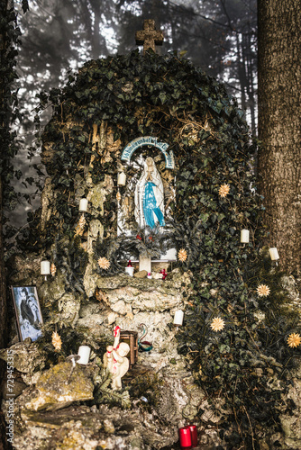 Religious shrine built into the forest. Germany photo