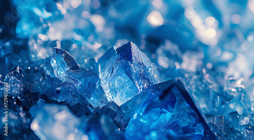 a close up shot of a blue crystal background in