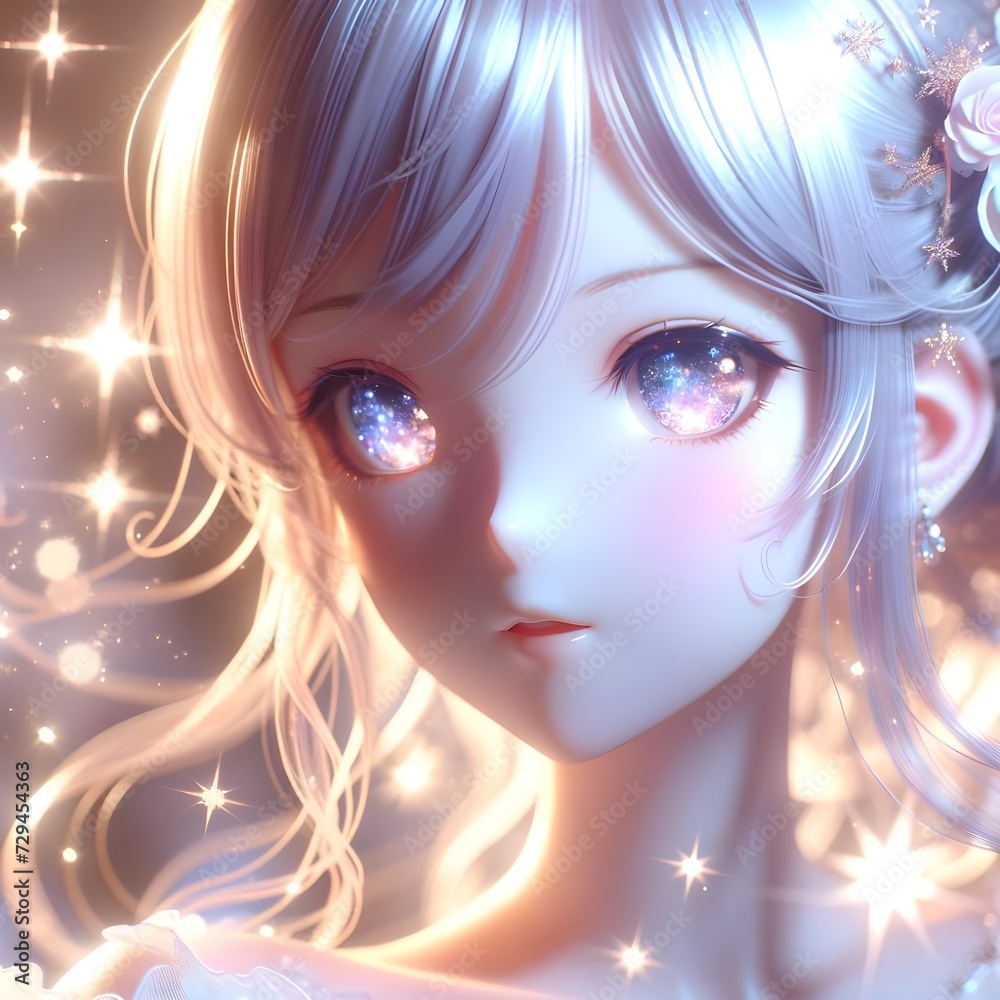 Starry-Eyed Anime Girl in Moonlight Starry-Eyed Anime Girl in Moonlight