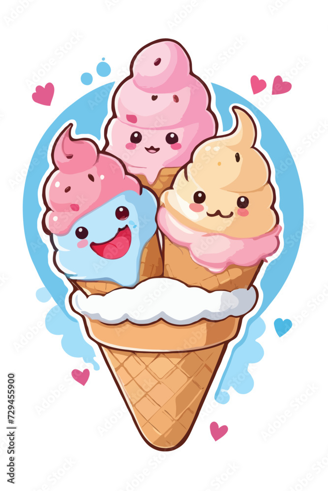 vector set of cone ice cream collection on isolated background vector set of cone ice cream collection on isolated background